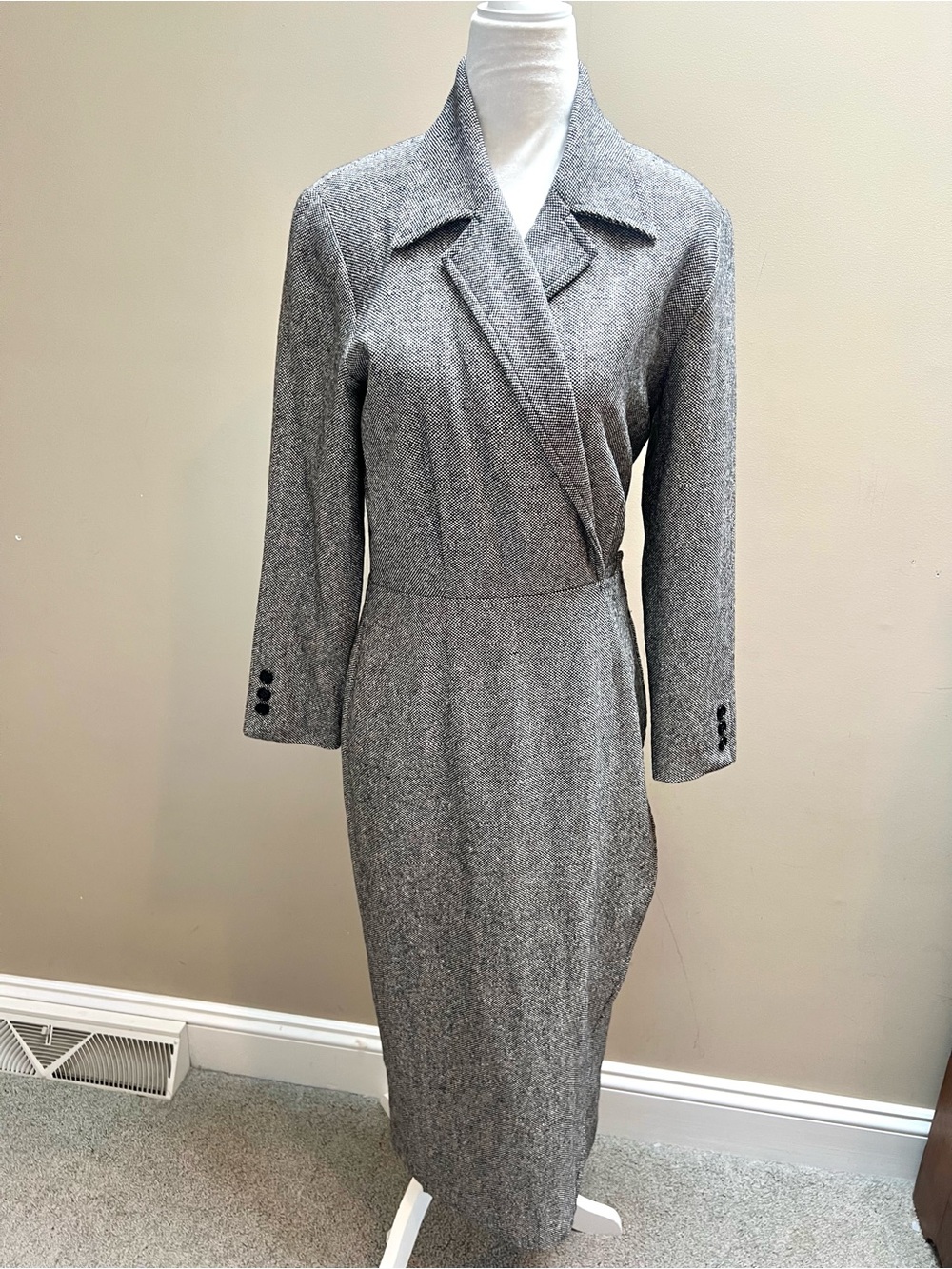Bigio Collections Herringbone Women's wool Wrap Dress Sz 4